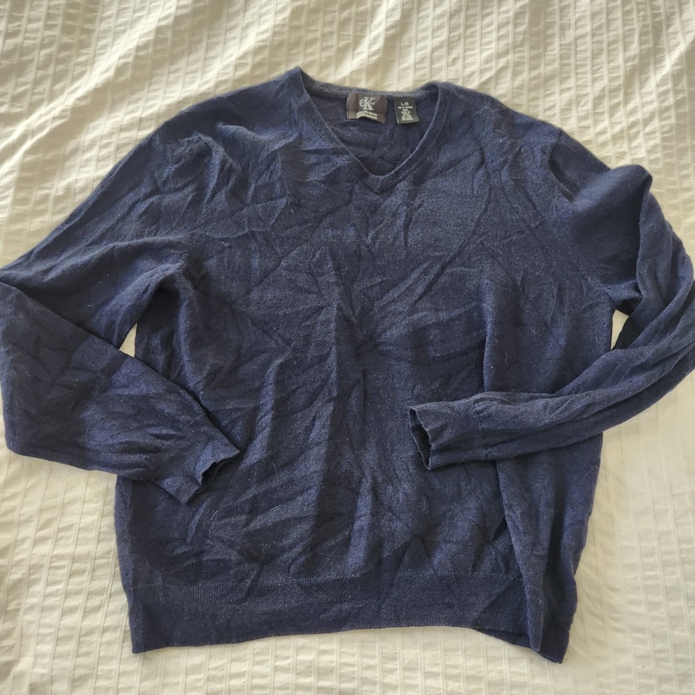 Calvin Klein | Navy 100% Merino Wool Crew Neck Sweater